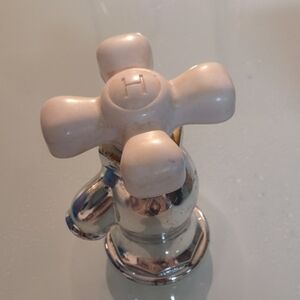 Vintage Avon Silver and White Faucet Handle